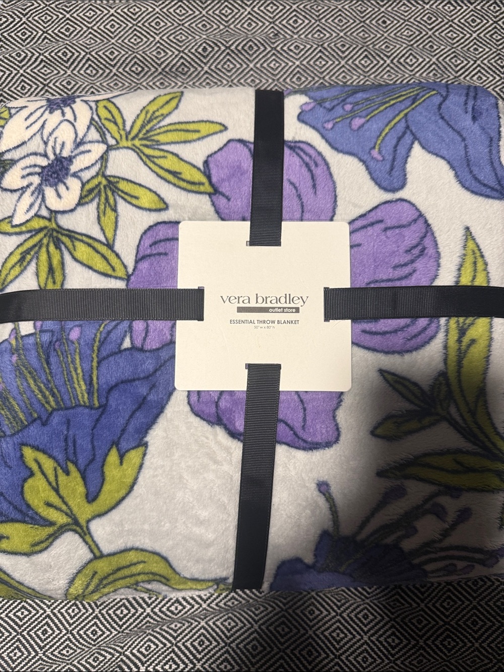 Vera Bradley Purple Floral & Green Leaf Throw Blanket